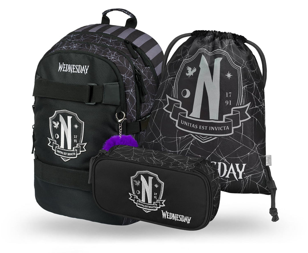 Baagl Schulrucksack Set Jungen Mädchen 3 Teilig, Schultasche ab 3. Klasse, Grundschule Ranzen mit Br