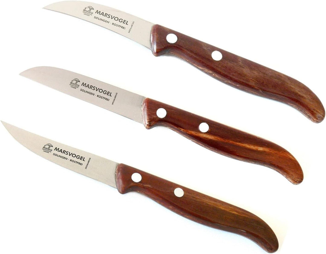 Marsvogel - 3-tlg. Gemüsemesser Set - gemischte Klingen - Griffe aus Gerlinol - Made in Solingen 3-t