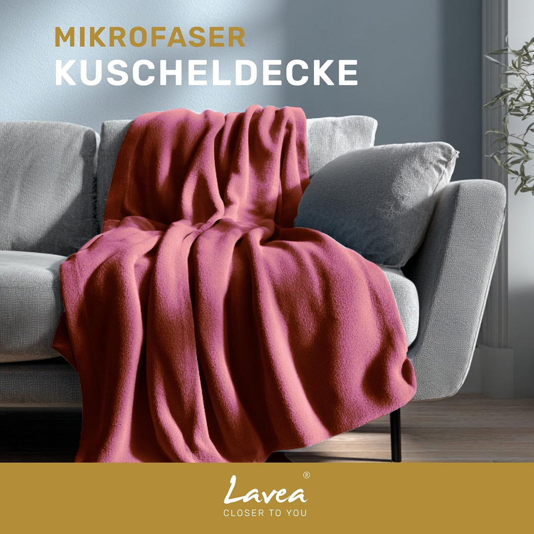 Lavea® Kuscheldecke 180x220 cm aus Mikrofaser – Flauschige Fleecedecke für Sofa und Bett, weiche Dec