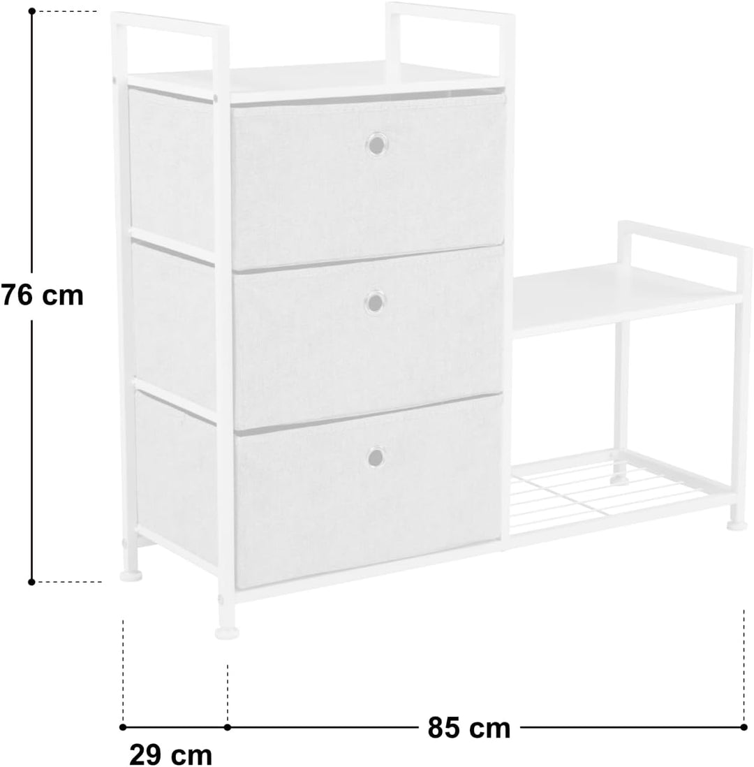 SVITA Runa 3-Schubladen-Regal Universales Regalsystem aus Metall mit Vliesstoffschubladen, Schwarz/G
