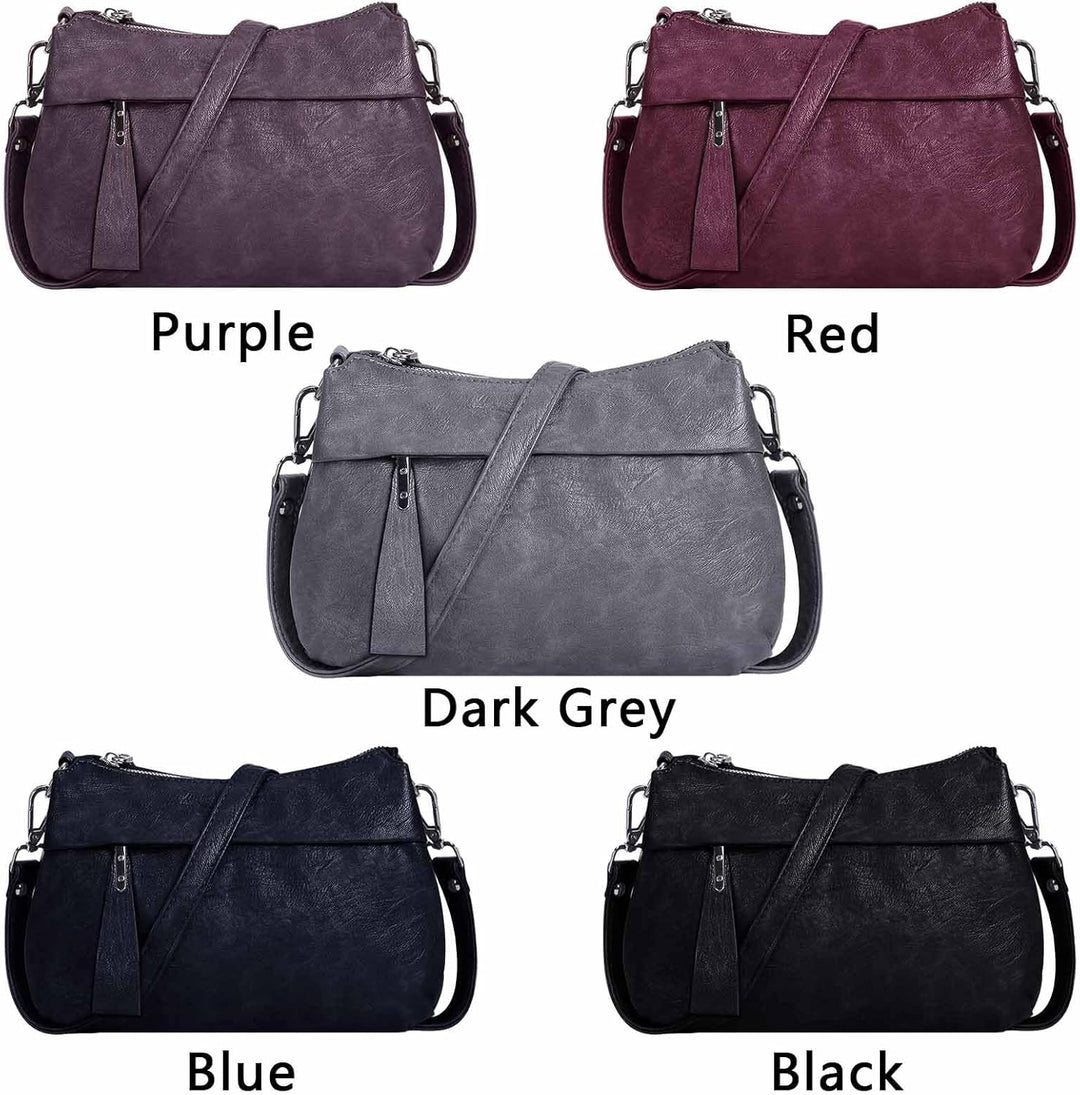 HUA ANGEL Mittelgross Handtasche Damen UmhäNgetasche Echt Leder Mit Mehreren Fächer Für Handy Und Po