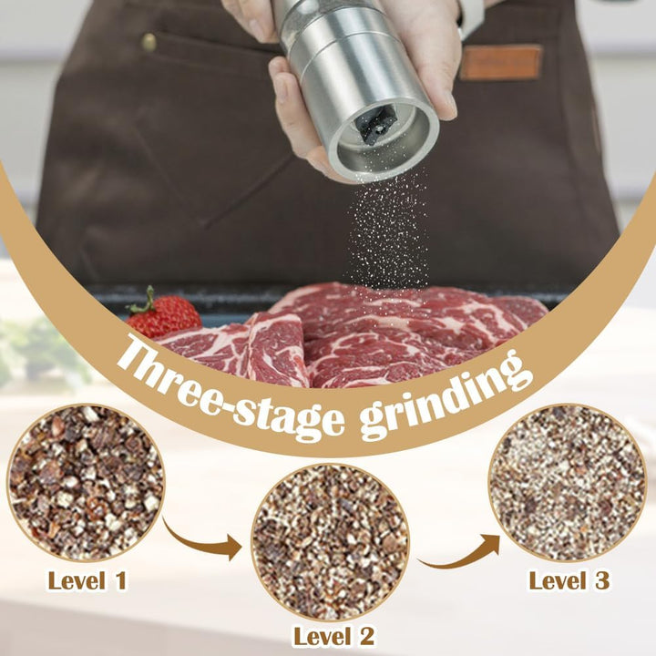 5 lagige Edelstahl Gewürzmühle – Robustes Camping Zubehör & Outdoor Küchen Gadget für Wanderer und C