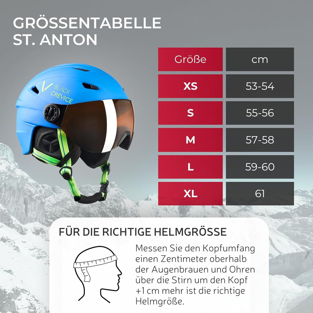 Black Crevice Skihelm St. Anton 2 I Skihelm mit Visier im Pilotenstyle I Skihelm Herren &amp; Damen I Un