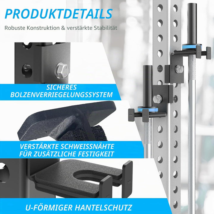 J Bryant Langhantelhalter für 3x3 &amp; 2x3 Power Racks - Ohne Bohren, Robuste Stahlstangenaufbewahrung