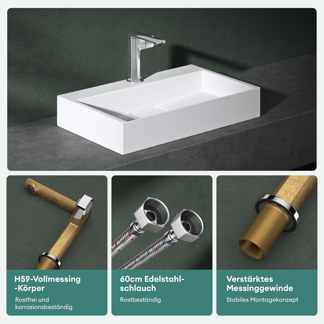 Mai & Mai Wasserhahn Bad Waschtischarmatur Einhebelmischer Mischbatterie Bad Armatur Badezimmer aus