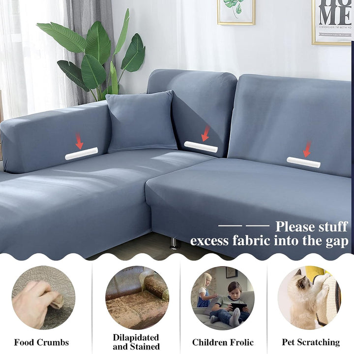 Jaotto Sofa Überwürfe Sofabezug Elastische Spandex Stretch Sofabezüge Couchbezug für L-Form Sofa Uni