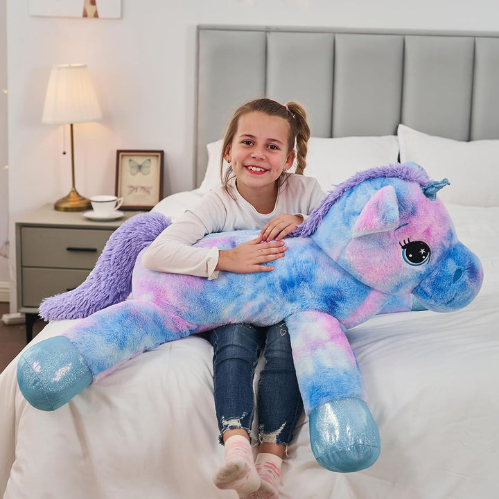 MorisMos Grosses Einhorn Plüschtier Kuscheltier XXL,80cm Lilac weich Riesen Einhorn Stofftier Gesche