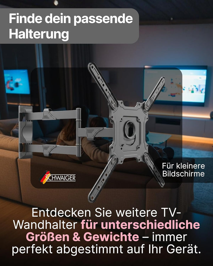SCHWAIGER LWHD9075 513 TV-Wandhalterung 50-90 Zoll Fernseherhalterung Mounting TV-Aufhängung neigbar