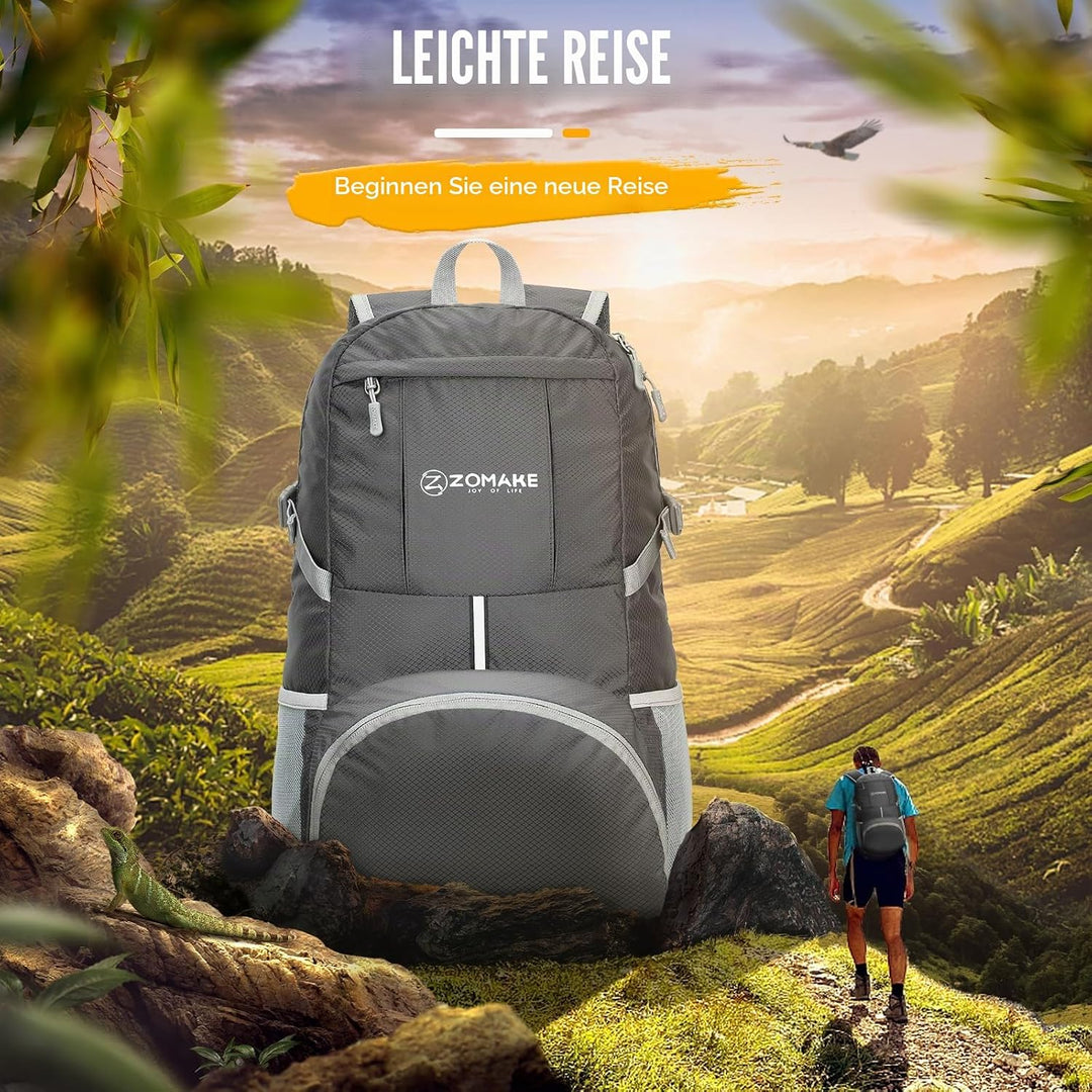 ZOMAKE 35 L Leicht Faltbarer Rucksack Packbare Backpacks, Kleiner Rucksäcke Wanderrucksack Wasserdic