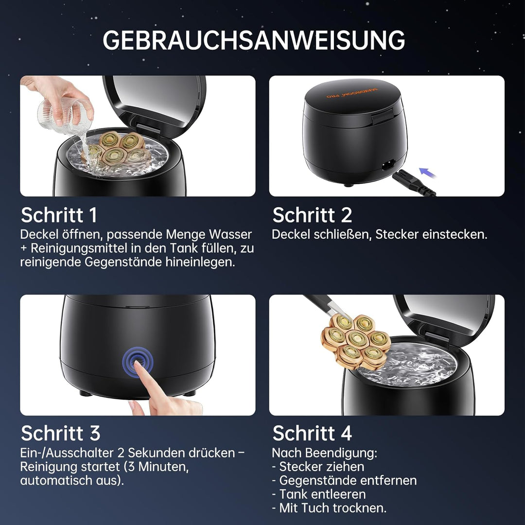 MAXGROOM Rasierer für kahlköpfige Männer – Reinigungszentrum 40 kHz Geeignet für die Reinigung von M