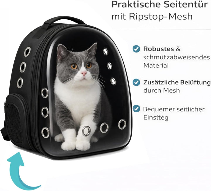 Blue Eyes Haustier Rucksack mit Sichtfenster, Atmungsaktive Transporttasche für Katzen & kleine Hund