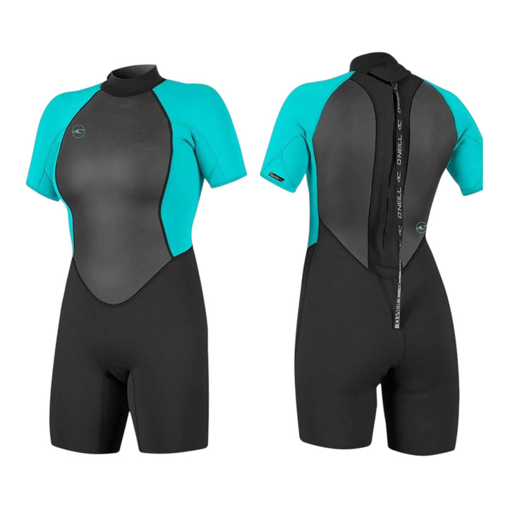 ONEILL WETSUITS Damen Reactor Ii 2mm Back Zip Spring Wetsuit Neoprenanzug 8 Black/Light Aqu, 8 Black