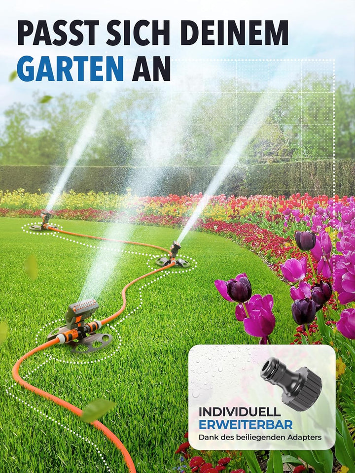 STONE REEF Rasensprenger [9-217m2] zur Gartenbewässerung- 16 Düsen, Viereckregner zur Bewässerung, S
