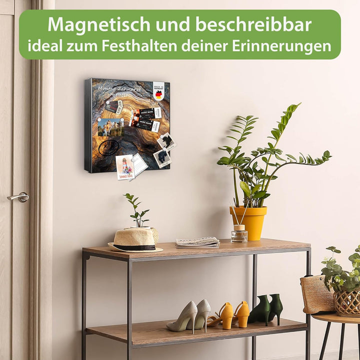 banjado Grosser Schlüsselkasten Glas - Schlüsselbox 30x30cm mit 50 Haken - Schlüsselkasten modern fü