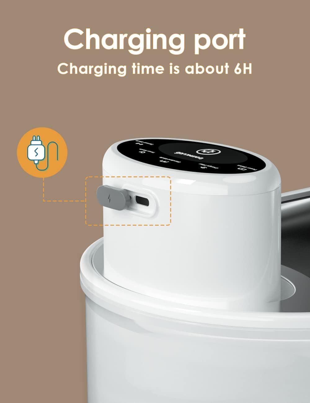 Akku für P9 Katzenbrunnen von TOMXCUTE, Abnehmbar Steuergerät Eingebauter 4000-mAh Akku - Weiss, Wei
