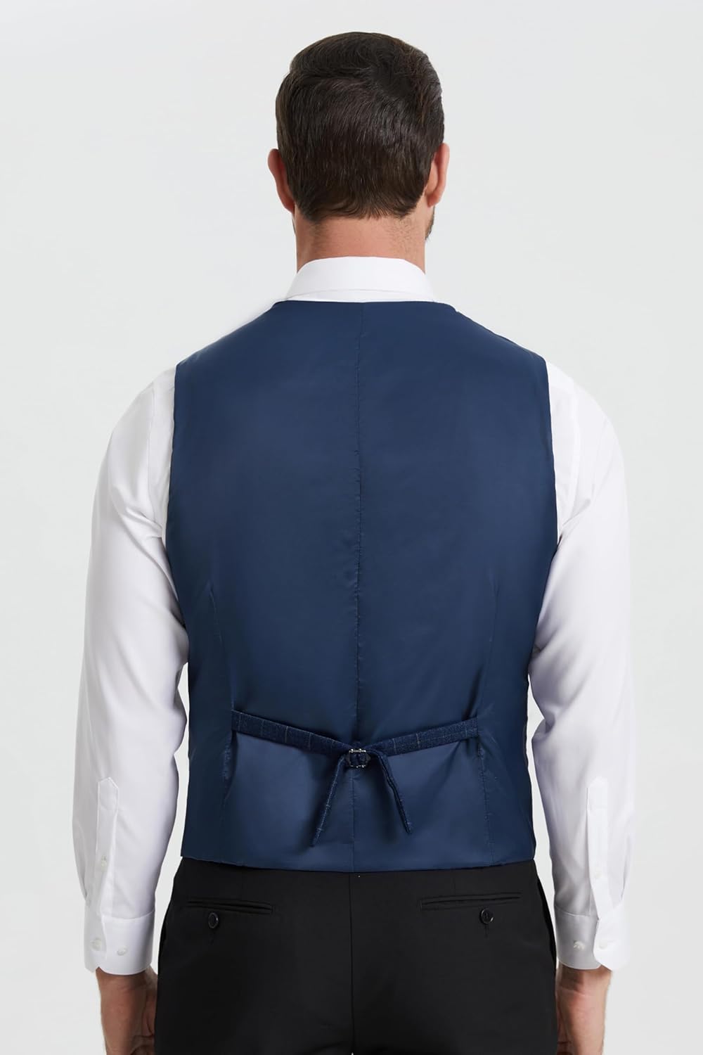 HISDERN Manner Formale Hochzeitsfeier Weste Baumwolle Plaid Kleid Anzug Weste für Herren 1Royal Blue