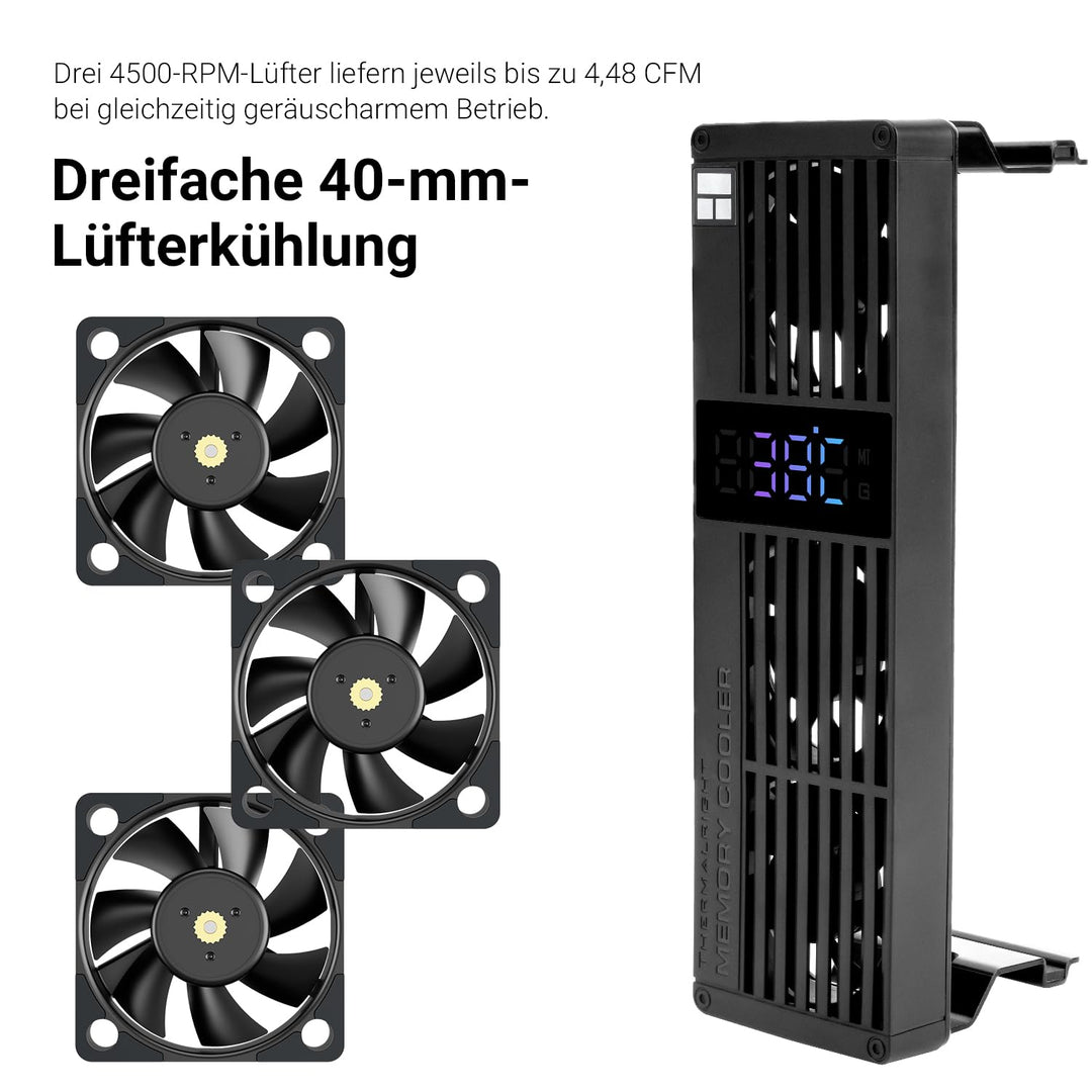 Thermalright MC-3 Digital Black RAM Cooler, 3 PWM Lüfter | mit 4500 U/min PWM-Design, RAM-Kühlung le
