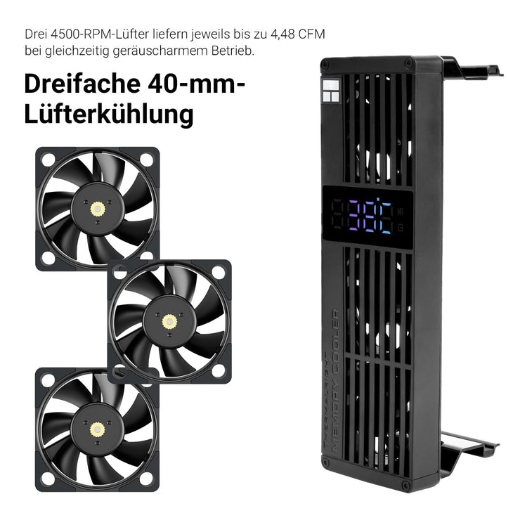 Thermalright MC-3 Digital Black RAM Cooler, 3 PWM Lüfter | mit 4500 U/min PWM-Design, RAM-Kühlung le