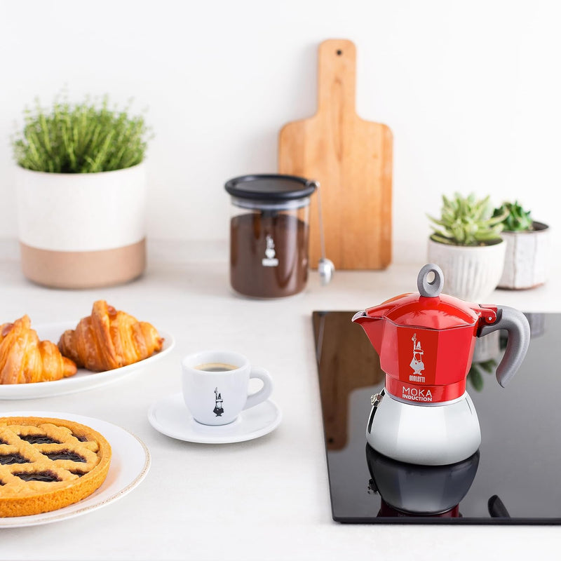 Bialetti - Moka Induction, Moka-Kanne, Geeignet für Alle Herdarten, 4 Tassen Espresso (150ml), Rot 4