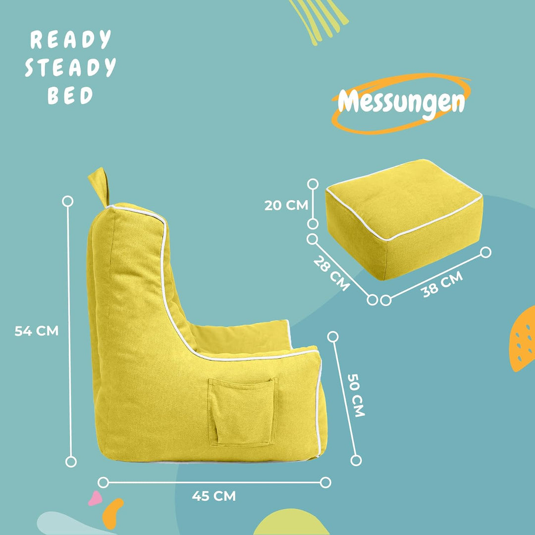 Ready Steady Bed sitzsack Kinder mit Fusshocker - Kinder Sessel mit füllung - Kindersessel Mädchen u