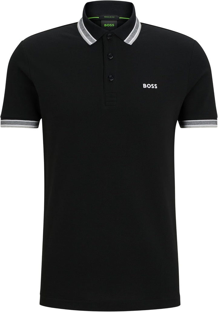 BOSS Herren Paddy Paddy Poloshirt aus Baumwoll-Piqué 3XL New - Black001/Dunkelblau, 3XL New - Black0