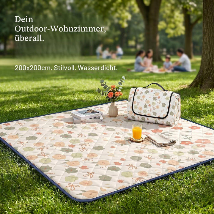 Picknickdecke Wasserdicht, Pikncik Decke Gross, Picknickdecke 200x200cm, Faltbar Leicht Tragbar Outd
