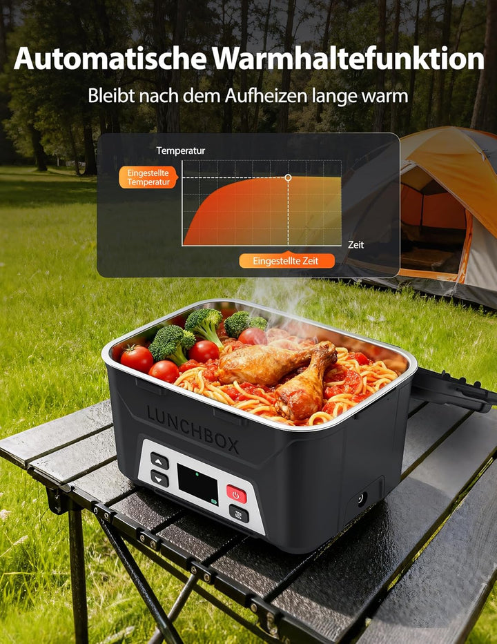 Elektrische Lunchbox mit Akku, Electric Lunch Box for Adults mit automatischer Aufheizfunktion, 1,3L