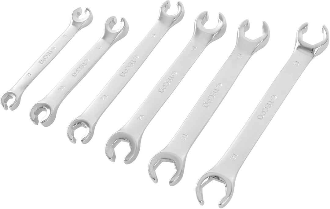 TECPO Bremsleitung Schlüssel 8-19mm Ringschlüssel Satz Offener Ring Schlüssel 6-teilig