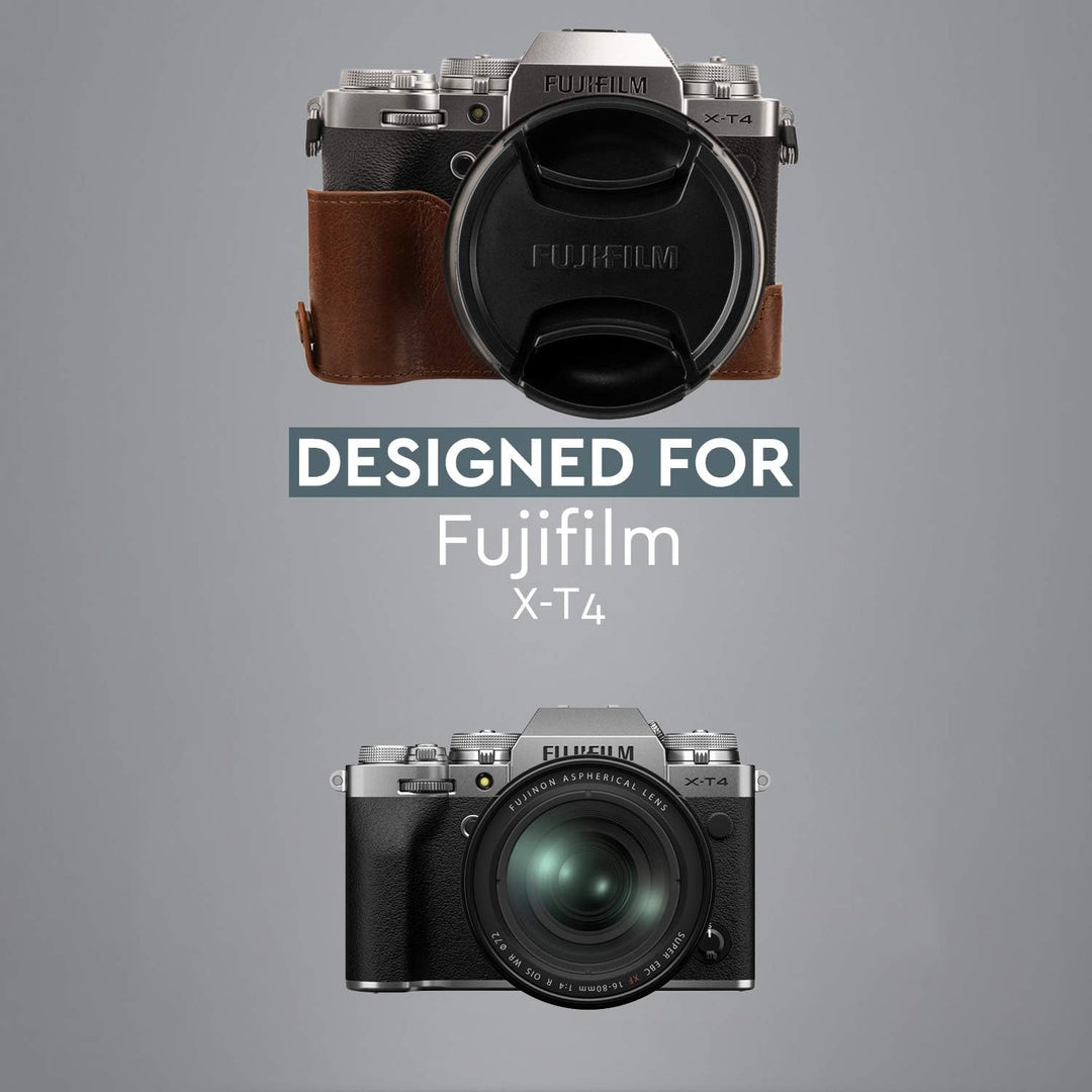 MegaGear MG1924 Ever Ready Kameratasche aus Echtleder, für Fujifilm X-T4, Braun, Braun