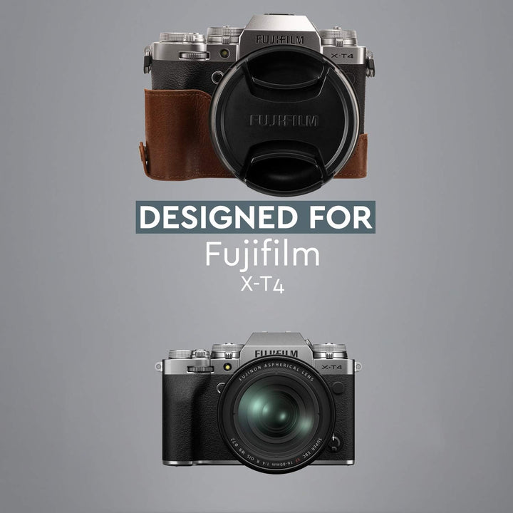 MegaGear MG1924 Ever Ready Kameratasche aus Echtleder, für Fujifilm X-T4, Braun, Braun