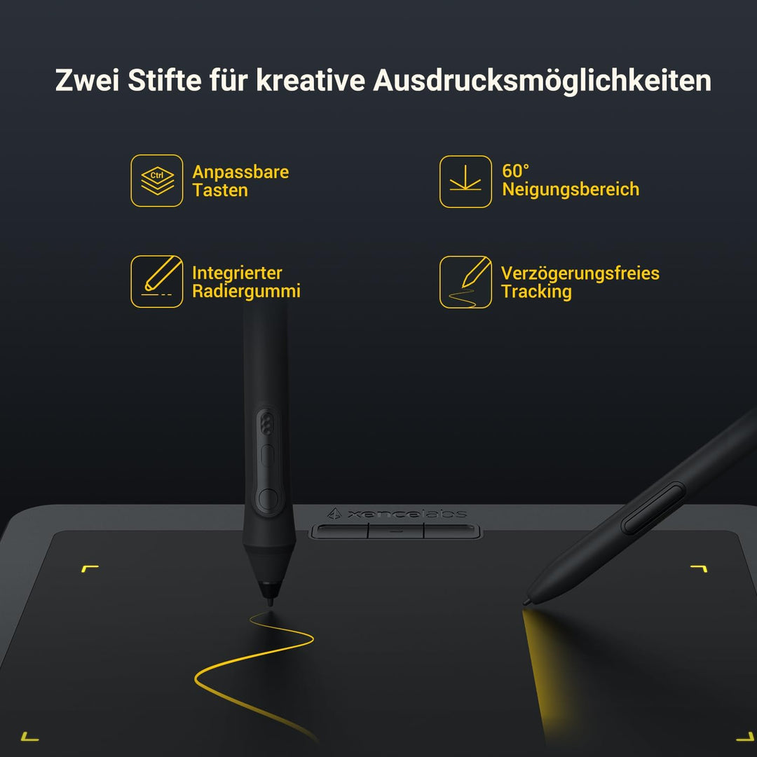 Xencelabs Pen Tablet Medium Grafiktablett für PC 12 Zoll Zeichentablett Professionelle mit 2 Batteri