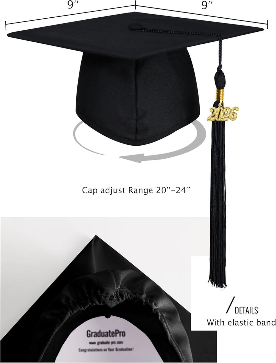 GraduatePro Abschluss Talar mit Hut 2025 Absolventen Robe Bachelor Uni Master Kostüm Geschenke Absol