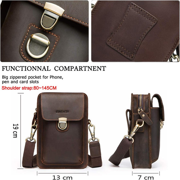 CONTACTS Echtes Leder Herren Kleine Messenger Taillentasche Gürteltasche Telefon Brieftasche Geldbör