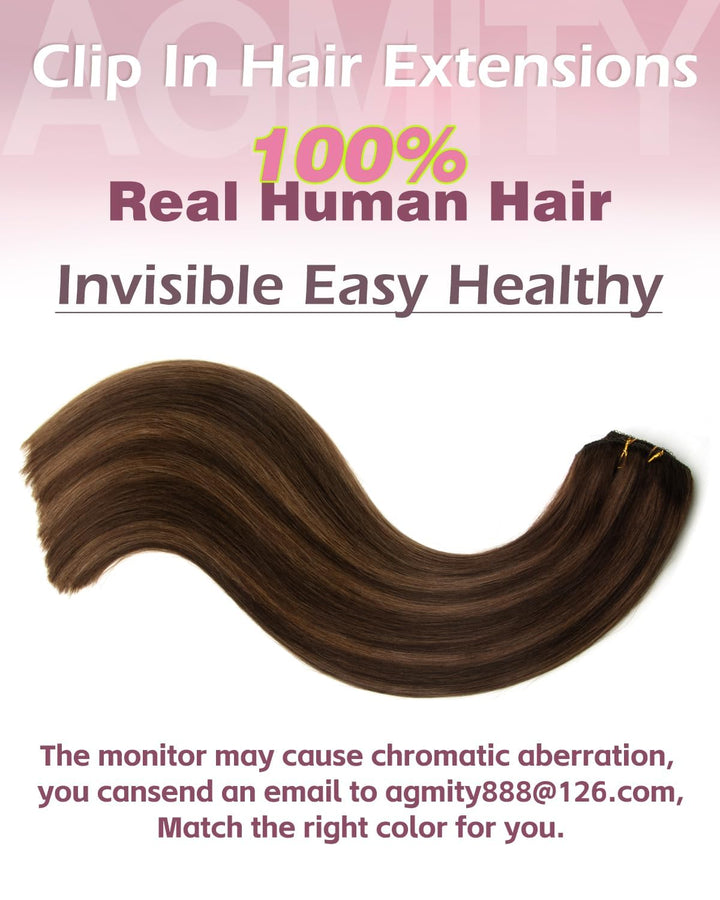 Clip in Extensions Echthaar, 18zoll Nahtlos Glatte Haarverlängerungen Salon Remy Menschenhaar Extens