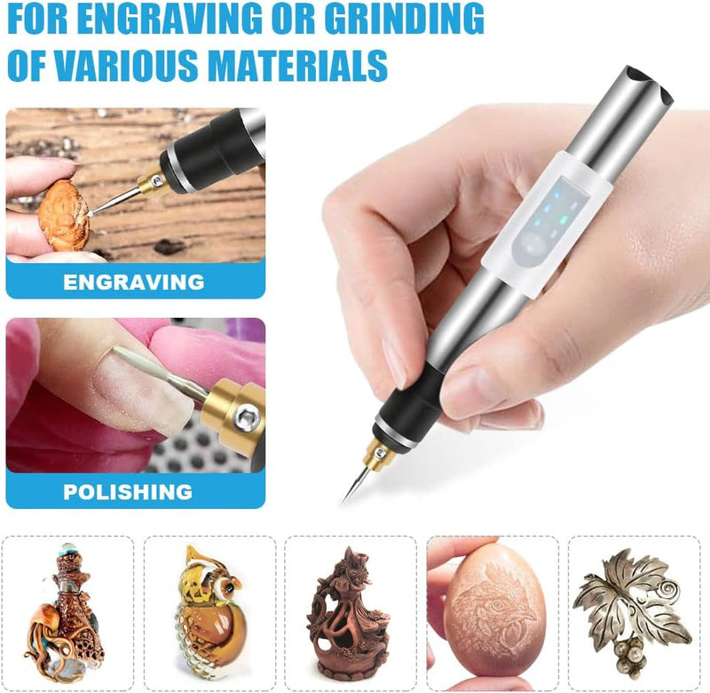 Gravierwerkzeugsatz, USB Mini Gravierstift Mit Gravurzubehör, Kabelloses Graviergerät Für Metall Gla