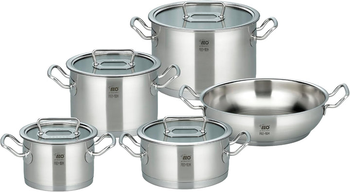 ELO Premium Topfset Gourmet Plus 5 tlg., für alle Herdarten geeignet, Edelstahl, integriertes Öl-Dos