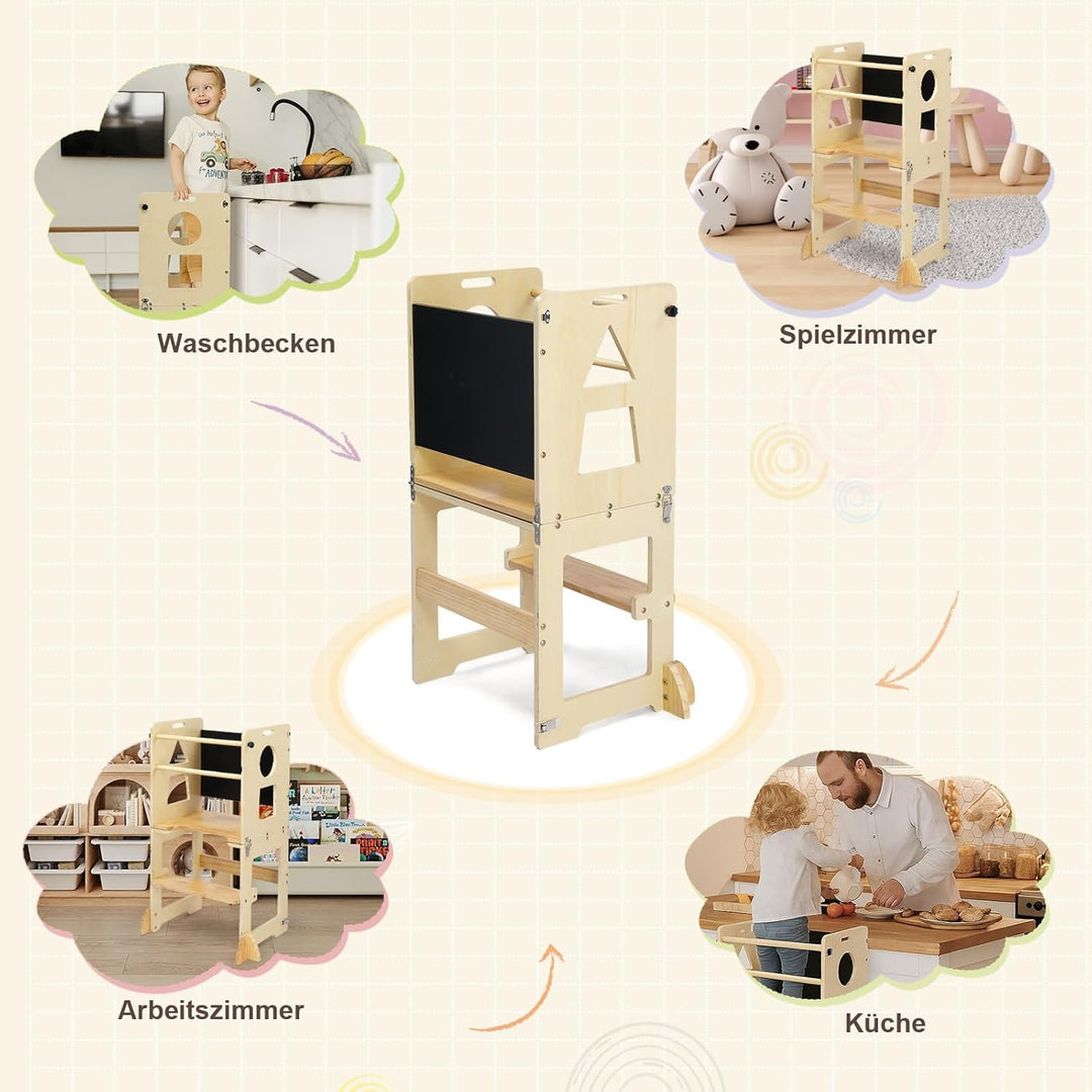 LEADZM Lernturm ab 1 Jahr，Lernturm Klappbar，Montessori Spielzeug ab 1 Jahr，Learning Tower，für Küche
