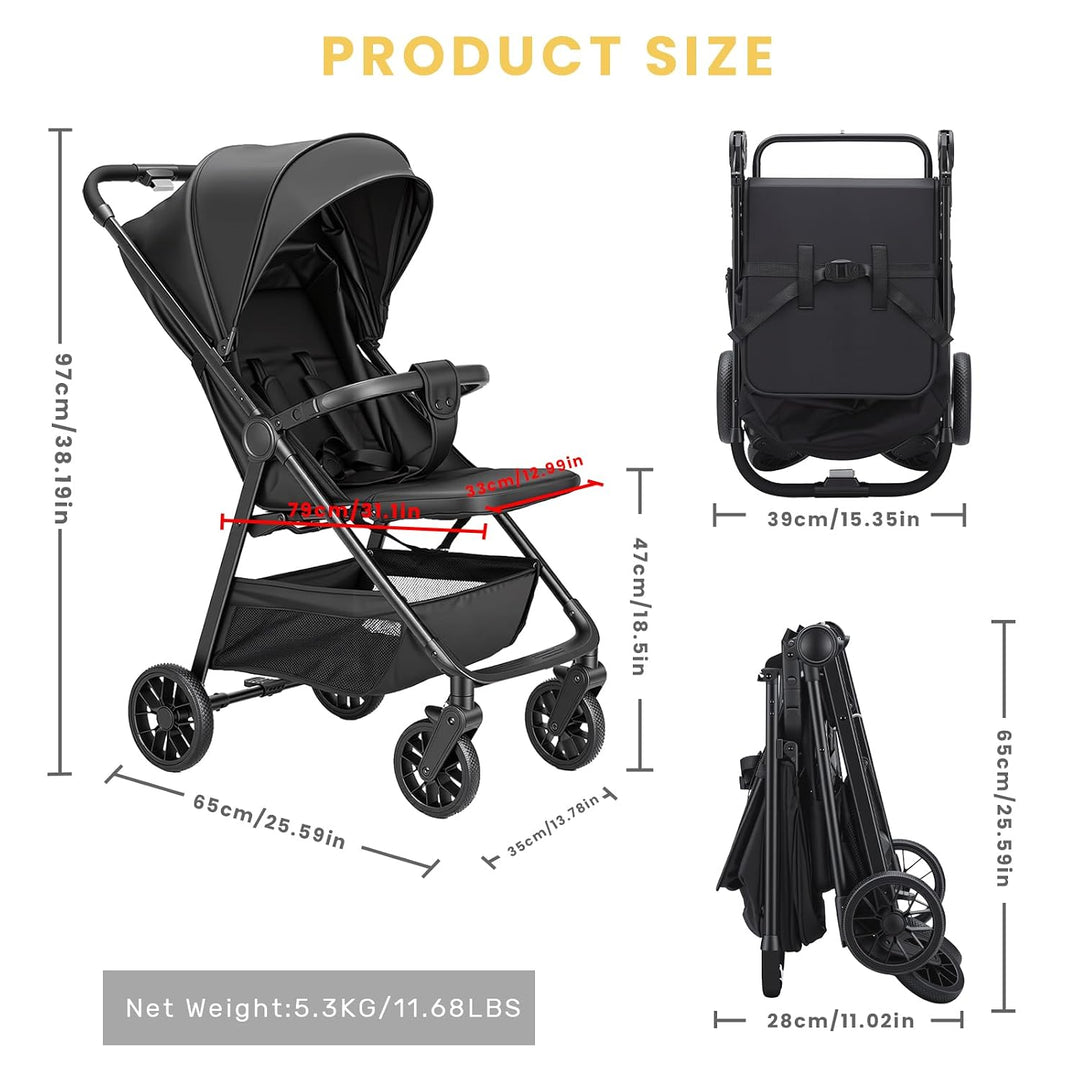 UBRAVOO Kinderwagen Buggy für Kleinkinder mit Liegesitz, ultrakompakter Reisebuggy klein zusammenkla