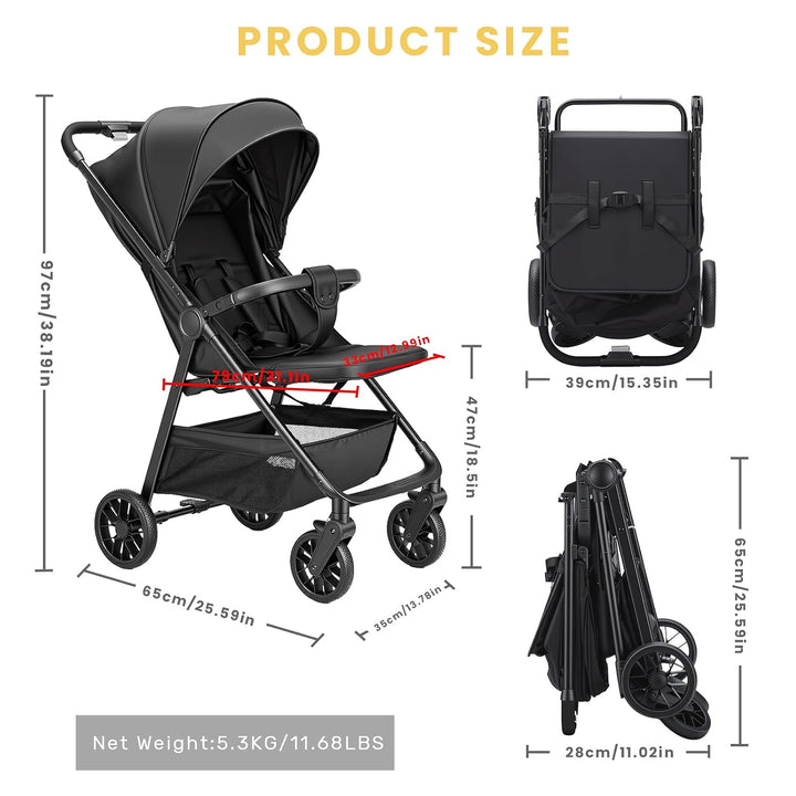 UBRAVOO Kinderwagen Buggy für Kleinkinder mit Liegesitz, ultrakompakter Reisebuggy klein zusammenkla