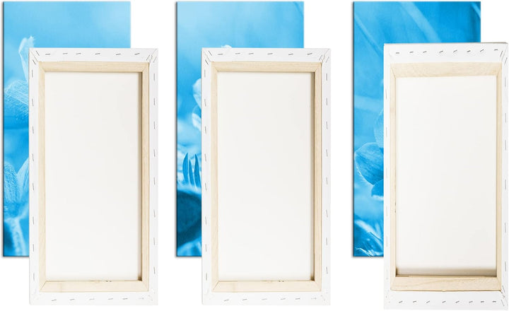 deyoli bezaubernde Blumen Format 120x80 3Teilig Effekt: Monocrome Blau als Leinwandbild, Motiv ferti
