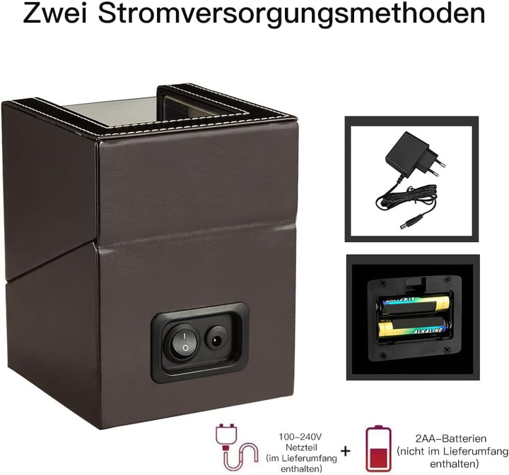 DRAIGERWAY Automatische Uhrenbeweger Box Single Uhrenbeweger PU Leder Uhrengehäuse mit leisem Motor