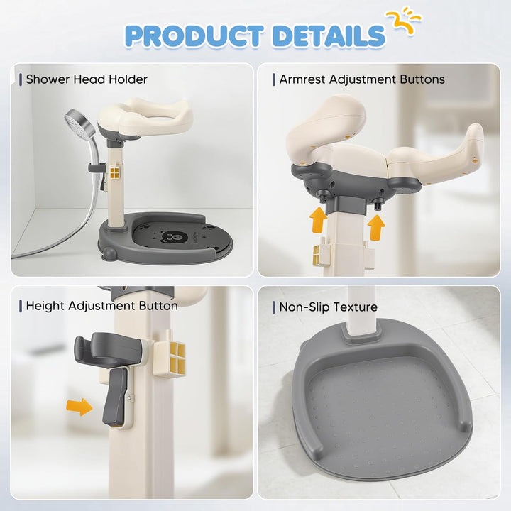 Baby Dusche Ständer, Höhenverstellung 40-57cm, Baby Shower Stand Support mit Anti-Rutsch Basis & Rut