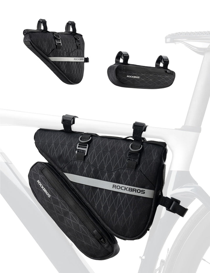 ROCKBROS Fahrradtasche Set 2-in-1 Abnehmbare Dreiecktasche Lenkertasche Rahmentasche Triangeltasche