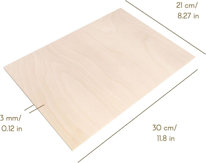 Creative Deco 10 x A4 Sperrholzplatte 3mm | 300 x 210 mm | Birkensperrholz Laserfähig Dünne Holz-Zus