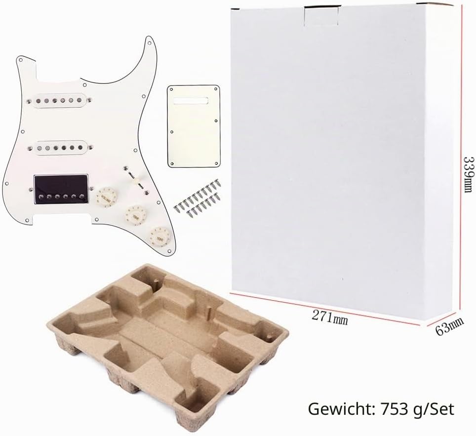 Ogdni SSS SSH03 Schlagbrett-Schlagbrett, vorverdrahtet, mit Alnico-V-Tonabnehmer-Kit für Strat ST E-
