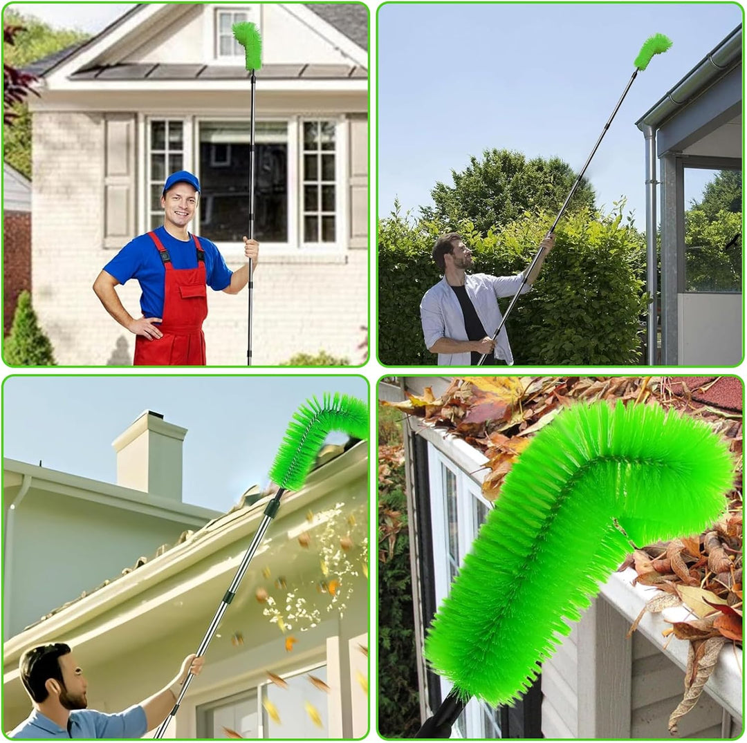 390cm Dachrinnenreiniger Dachrinnenbürste und Reinigungslöffel Schaufel 2 in 1, Dachrinnenreinigungs