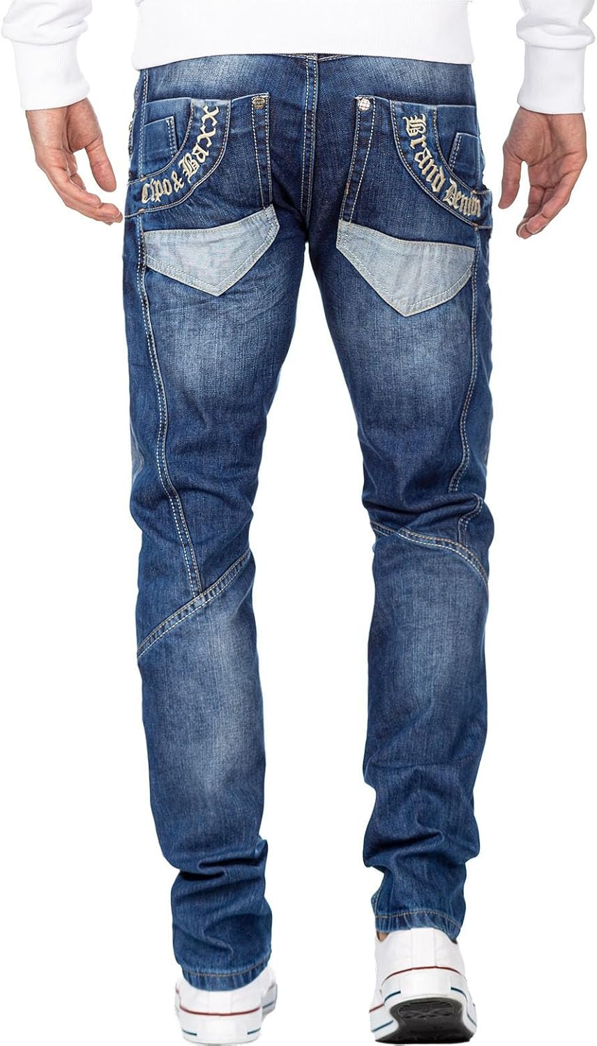 Cipo & Baxx Herren Jeans Hosen Besondere Designs Extravagant 29W / 32L Blau - 80, 29W / 32L Blau - 8