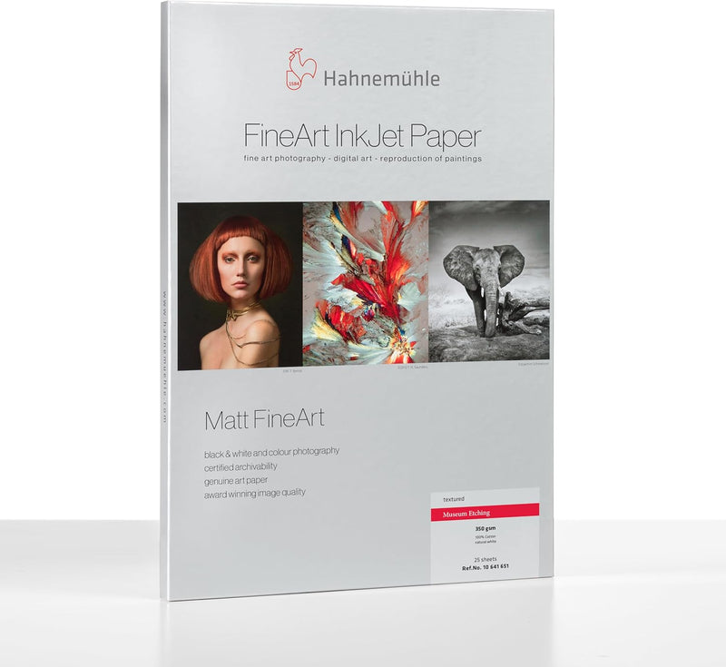 Hahnemühle 10641651 Digital FineArt Museum Etching Papier, 350 g/m², DIN A4, 210 x 297 mm, naturweis