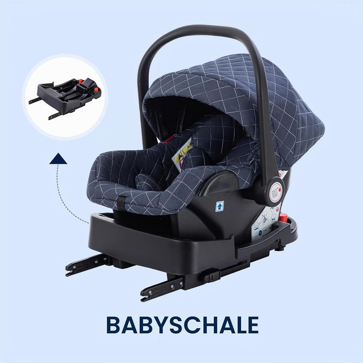 Gcarebb 3 in 1 Kinderwagen Reisesystem Mit Isofix Base, Buggy Mit Auto Babyschale, Mit Höhenverstell