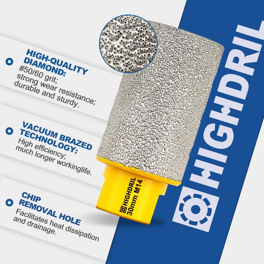 Diamant Fingerfräser Durchmesser,HIGHDRIL 2 Stück 25mm M14 Gewinde Vergrösserung Vorhandener Löcher